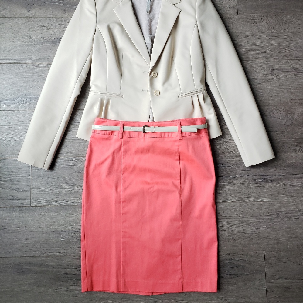 Coral Pencil Skirt